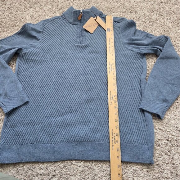 PJ Paul Jones Sweater Men’s XL Blue Casual Textured Pullover Quarter Zip Tags - Picture 4 of 6